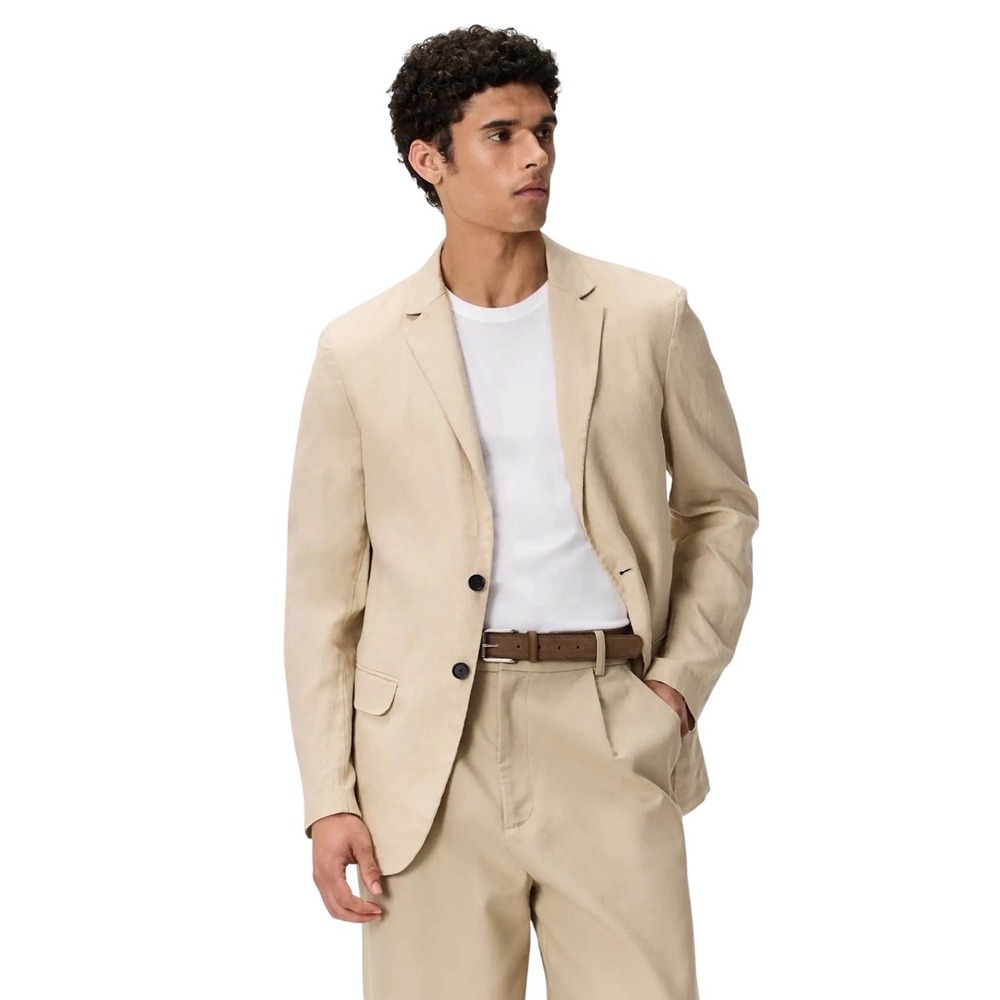 NWT Quince European Linen Blazer Men's XL Driftwood Beige Tan Summer Lightweight